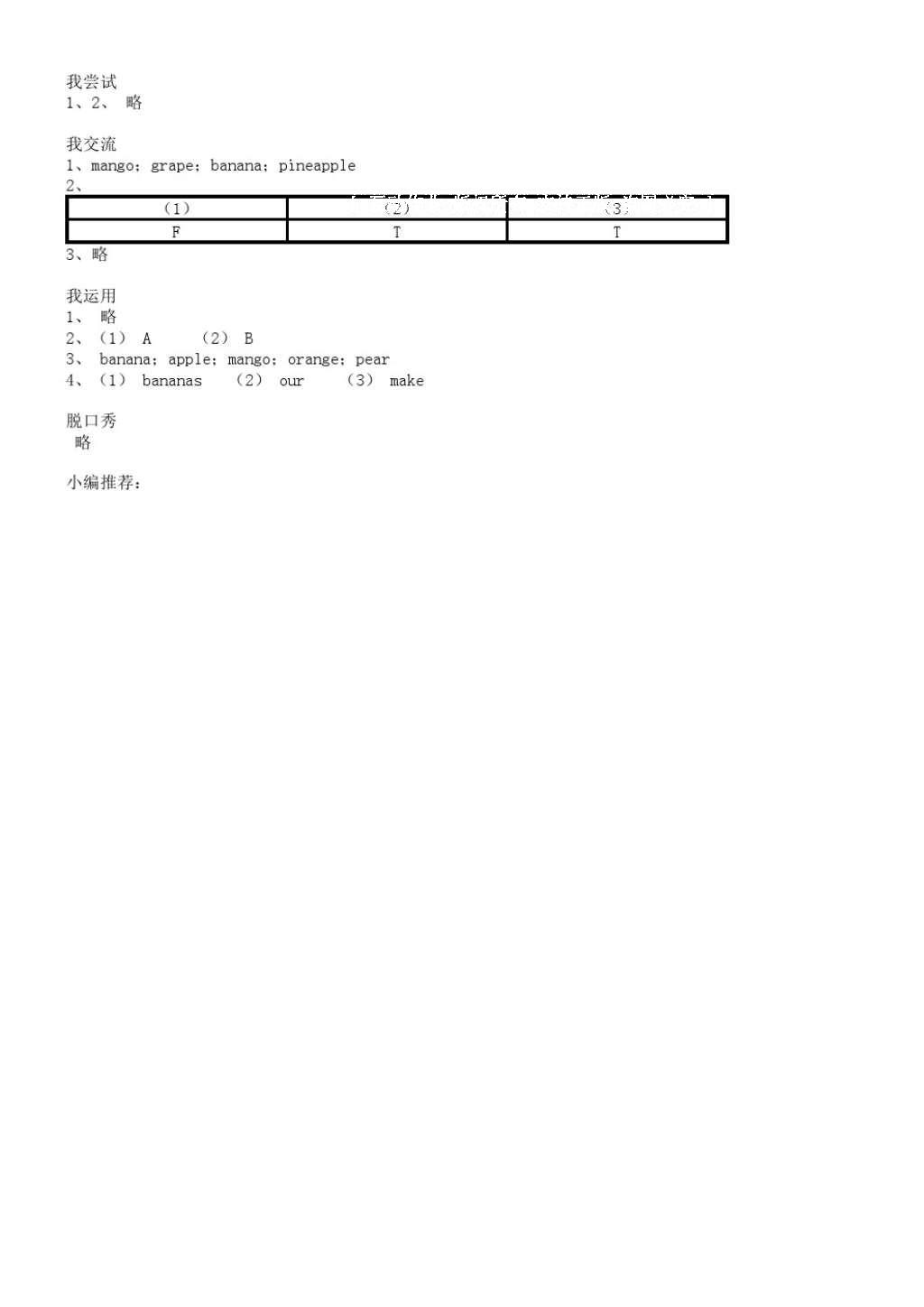 2016年伴你学英语四年级上册译林版 参考答案第7页