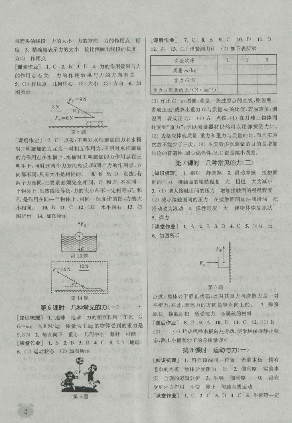 2016年通城學(xué)典課時作業(yè)本八年級科學(xué)上冊華師大版 參考答案第20頁