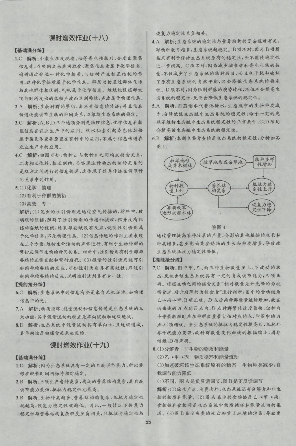 同步導(dǎo)學(xué)案課時(shí)練生物必修3人教版河北專版 課時(shí)增效作業(yè)答案第36頁