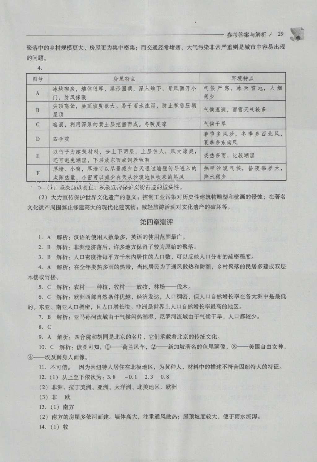 2016年新課程問題解決導(dǎo)學(xué)方案七年級地理上冊人教版 參考答案第29頁