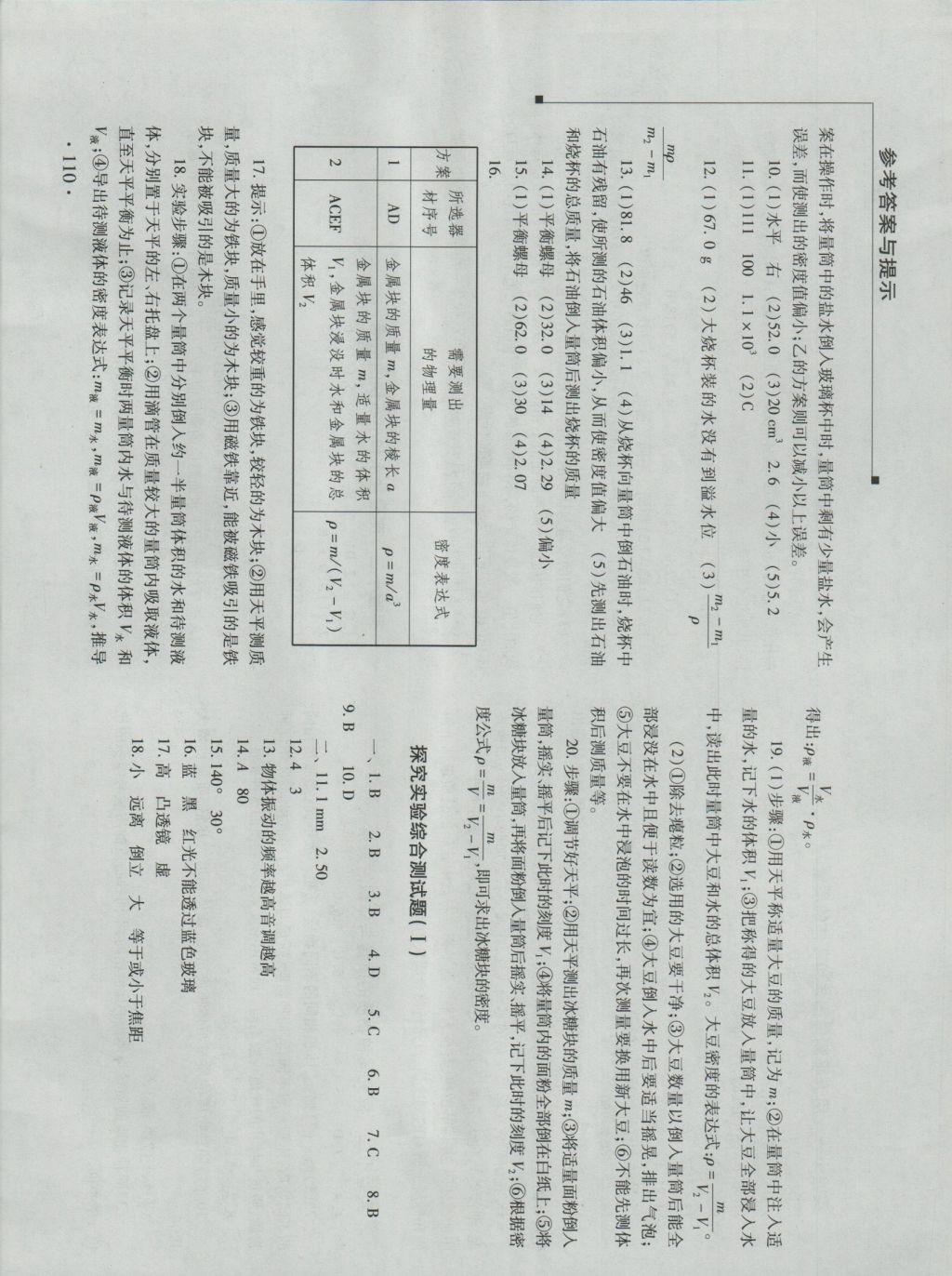 2016年新课程实验报告八年级物理上册人教版 参考答案第7页