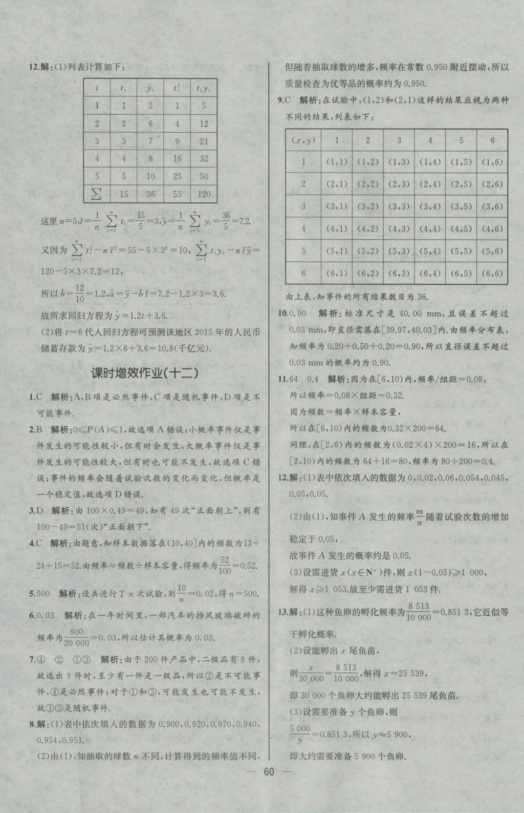 同步導(dǎo)學(xué)案課時練數(shù)學(xué)必修3人教A版河北專版 參考答案第12頁