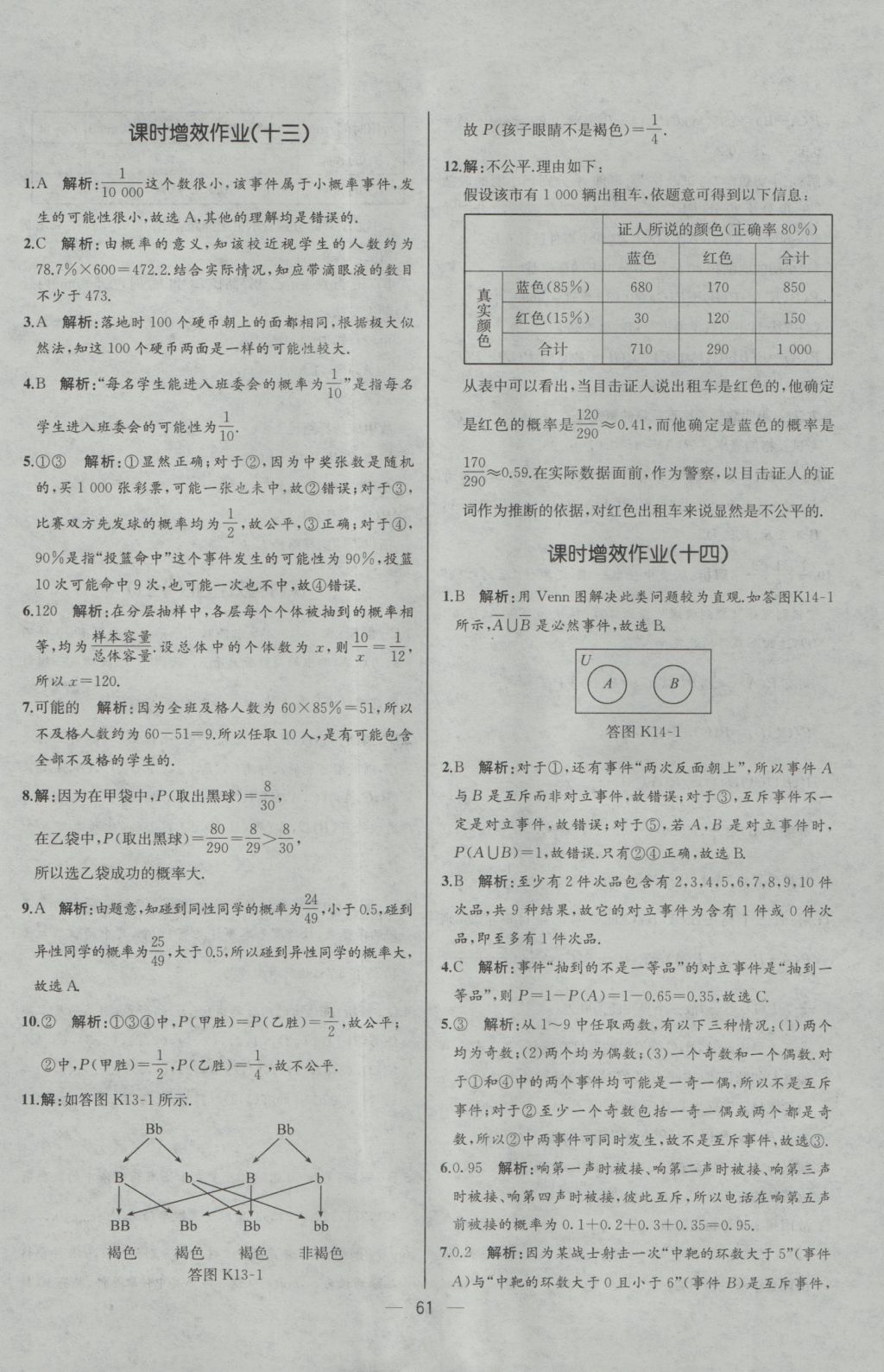 同步導(dǎo)學(xué)案課時(shí)練數(shù)學(xué)必修3人教A版河北專版 參考答案第13頁