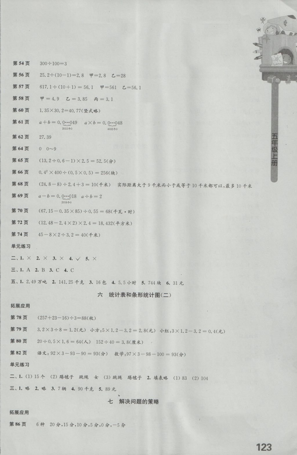 2016年小學數(shù)學課本配套練習五年級上冊蘇教版 參考答案第3頁