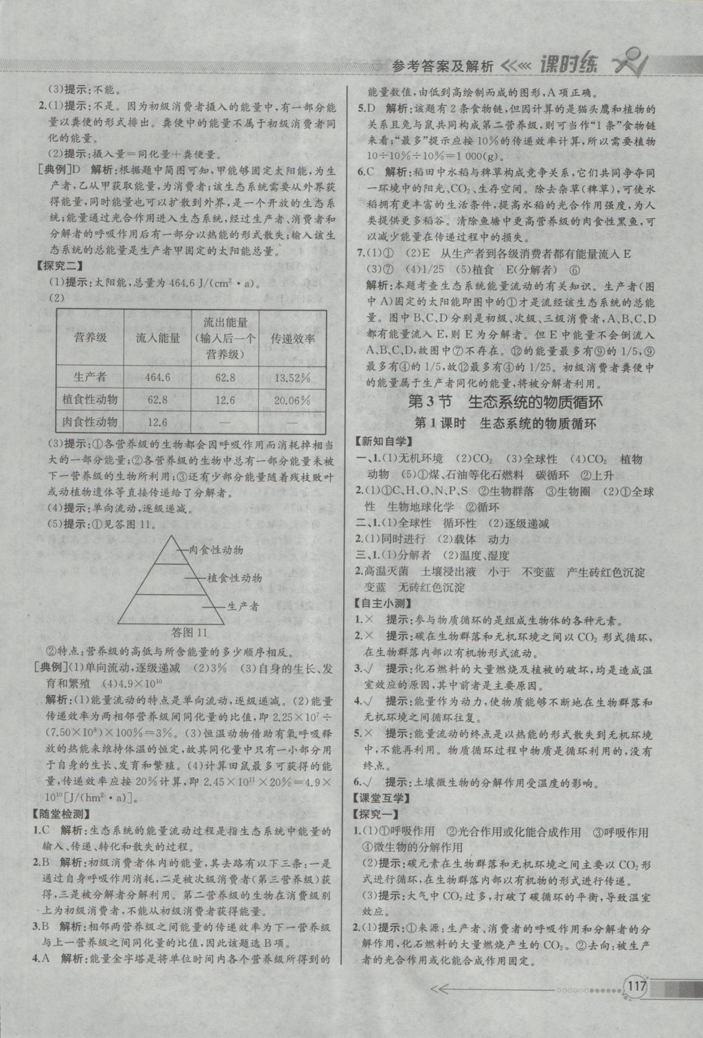 同步導學案課時練生物必修3人教版河北專版 參考答案第18頁