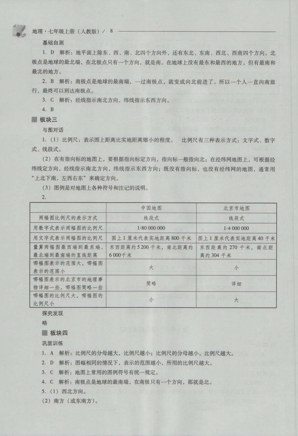 2016年新课程问题解决导学方案七年级地理上册人教版 参考答案第8页