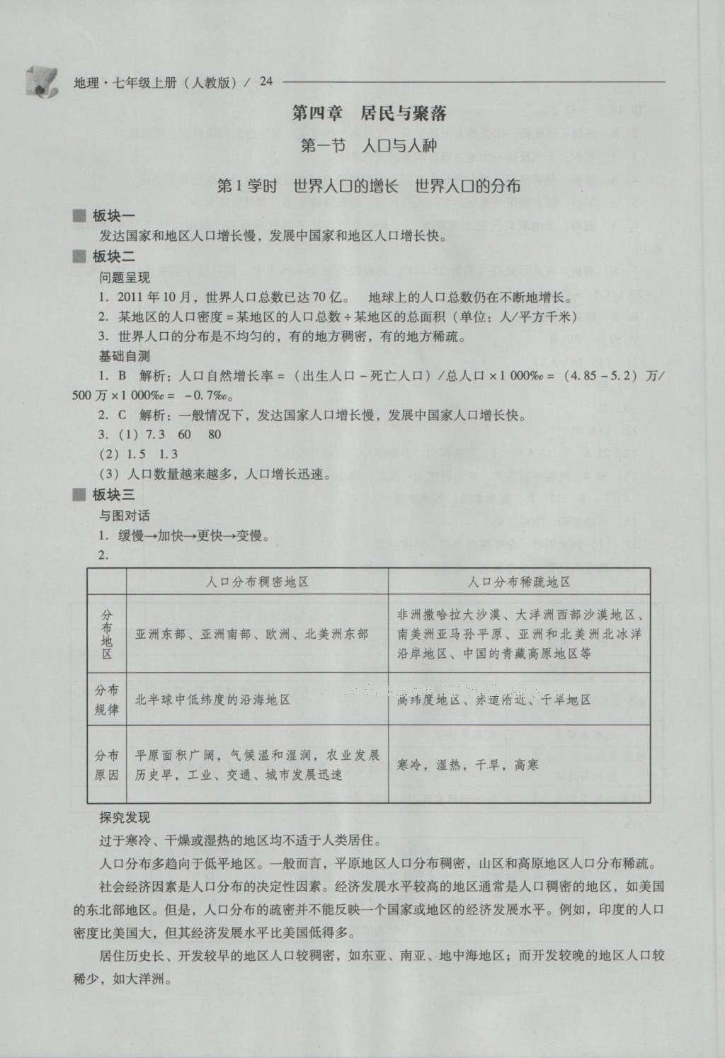 2016年新課程問題解決導學方案七年級地理上冊人教版 參考答案第24頁