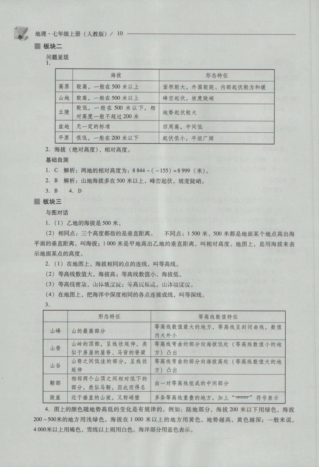 2016年新課程問題解決導(dǎo)學(xué)方案七年級地理上冊人教版 參考答案第10頁