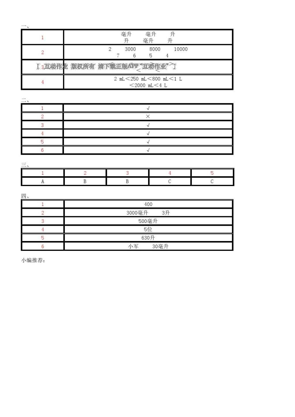 2016年小学数学课课练四年级上册苏教版 参考答案第2页