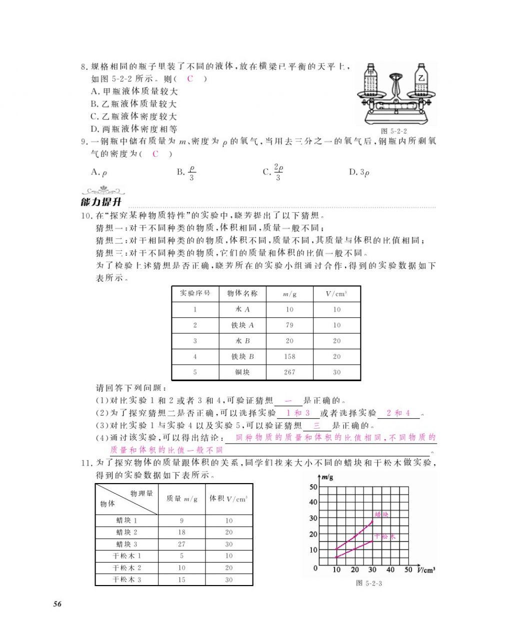 2016年物理作業(yè)本八年級(jí)上冊(cè)滬粵版江西教育出版社 參考答案第58頁(yè)