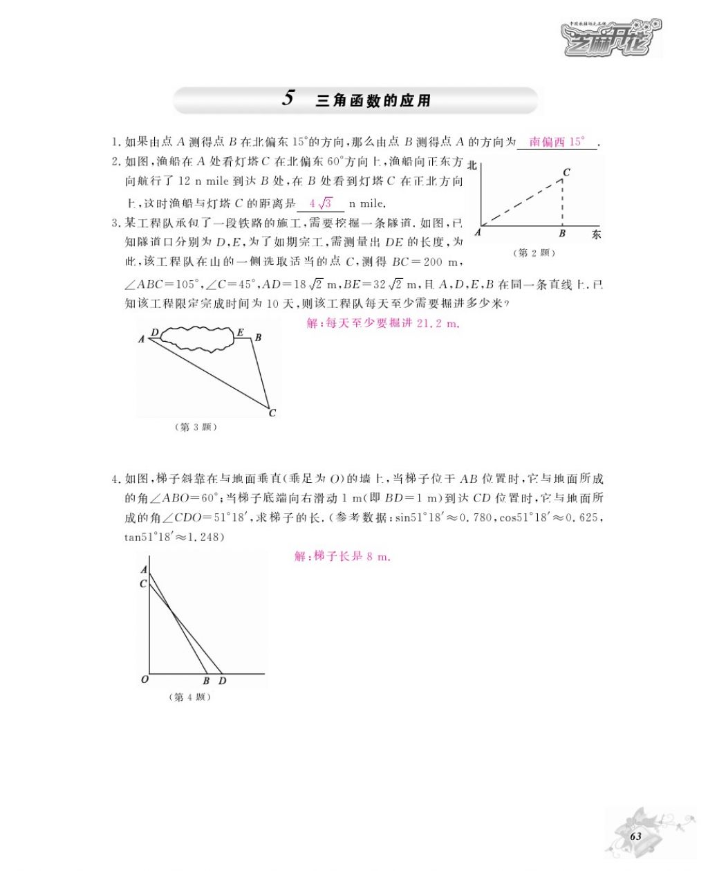 2016年数学作业本九年级全一册北师大版江西教育出版社 参考答案第66页