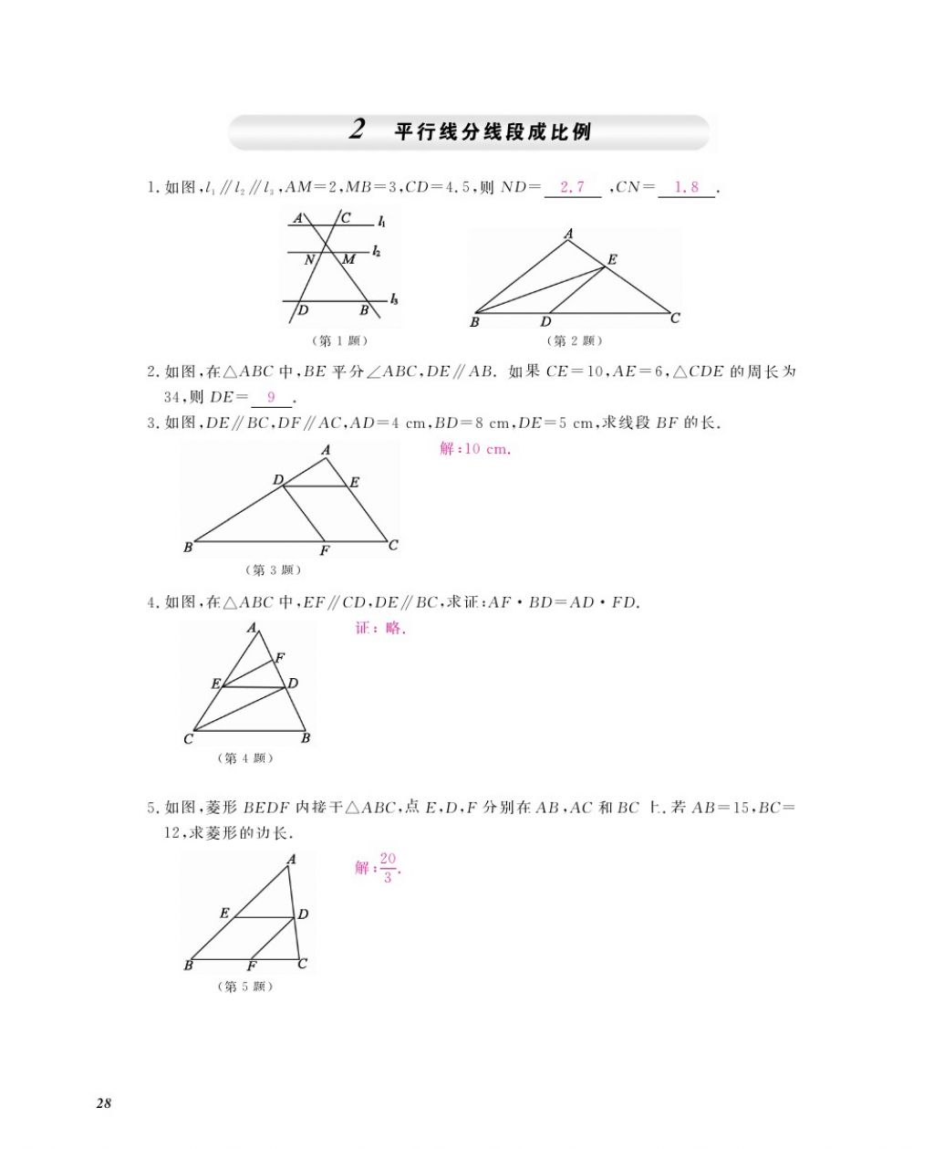 2016年數(shù)學(xué)作業(yè)本九年級(jí)全一冊(cè)北師大版江西教育出版社 參考答案第31頁