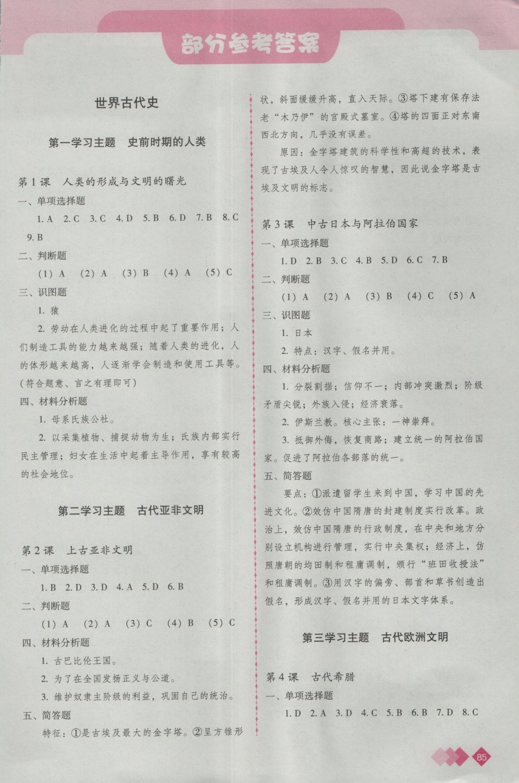 2016年歷史學(xué)習(xí)指要九年級(jí)上冊(cè)川教版 參考答案第1頁