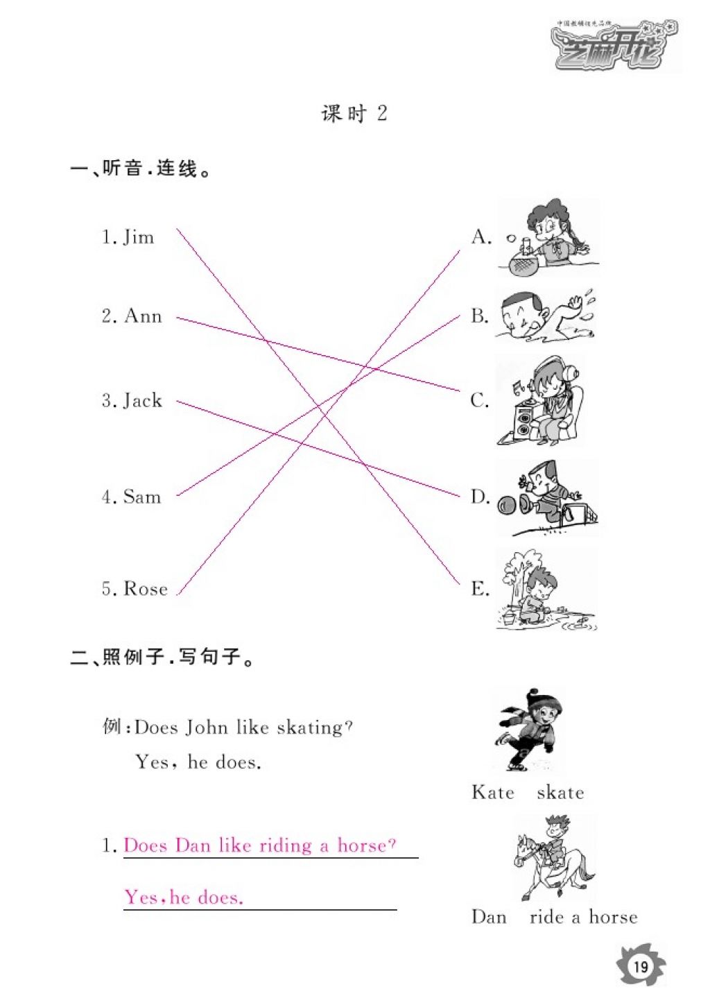 2016年英語(yǔ)作業(yè)本五年級(jí)上冊(cè)科普版江西教育出版社 參考答案第21頁(yè)