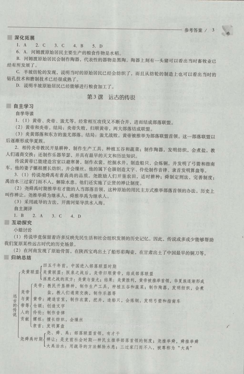 2016年新課程問題解決導學方案七年級中國歷史上冊人教版 參考答案第3頁