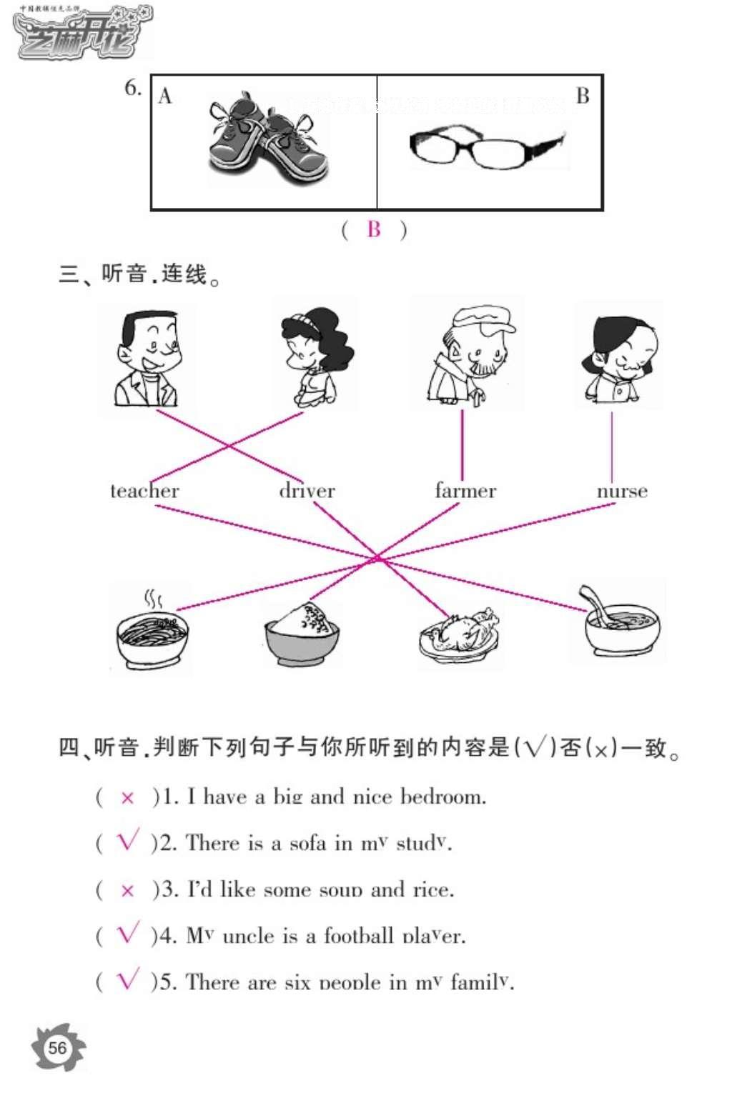 2016年英語(yǔ)作業(yè)本四年級(jí)上冊(cè)人教PEP版江西教育出版社 參考答案第58頁(yè)