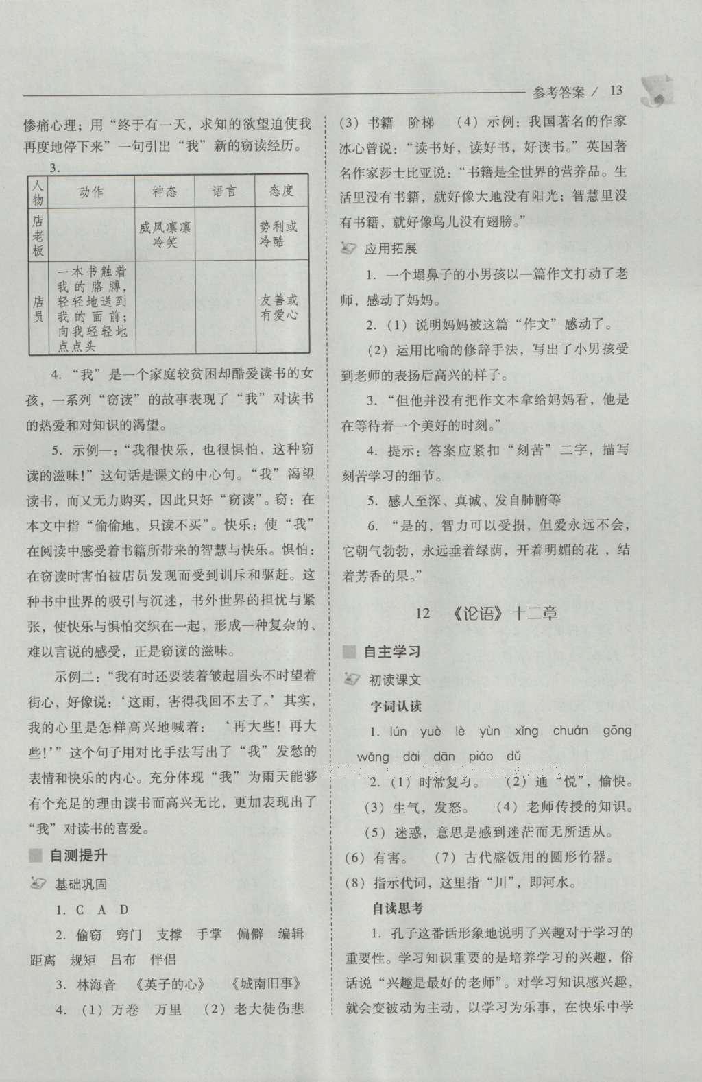 2016年新課程問(wèn)題解決導(dǎo)學(xué)方案七年級(jí)語(yǔ)文上冊(cè)人教版 參考答案第13頁(yè)