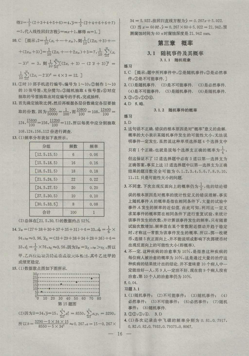 課本蘇教版高中數(shù)學必修3 參考答案第16頁