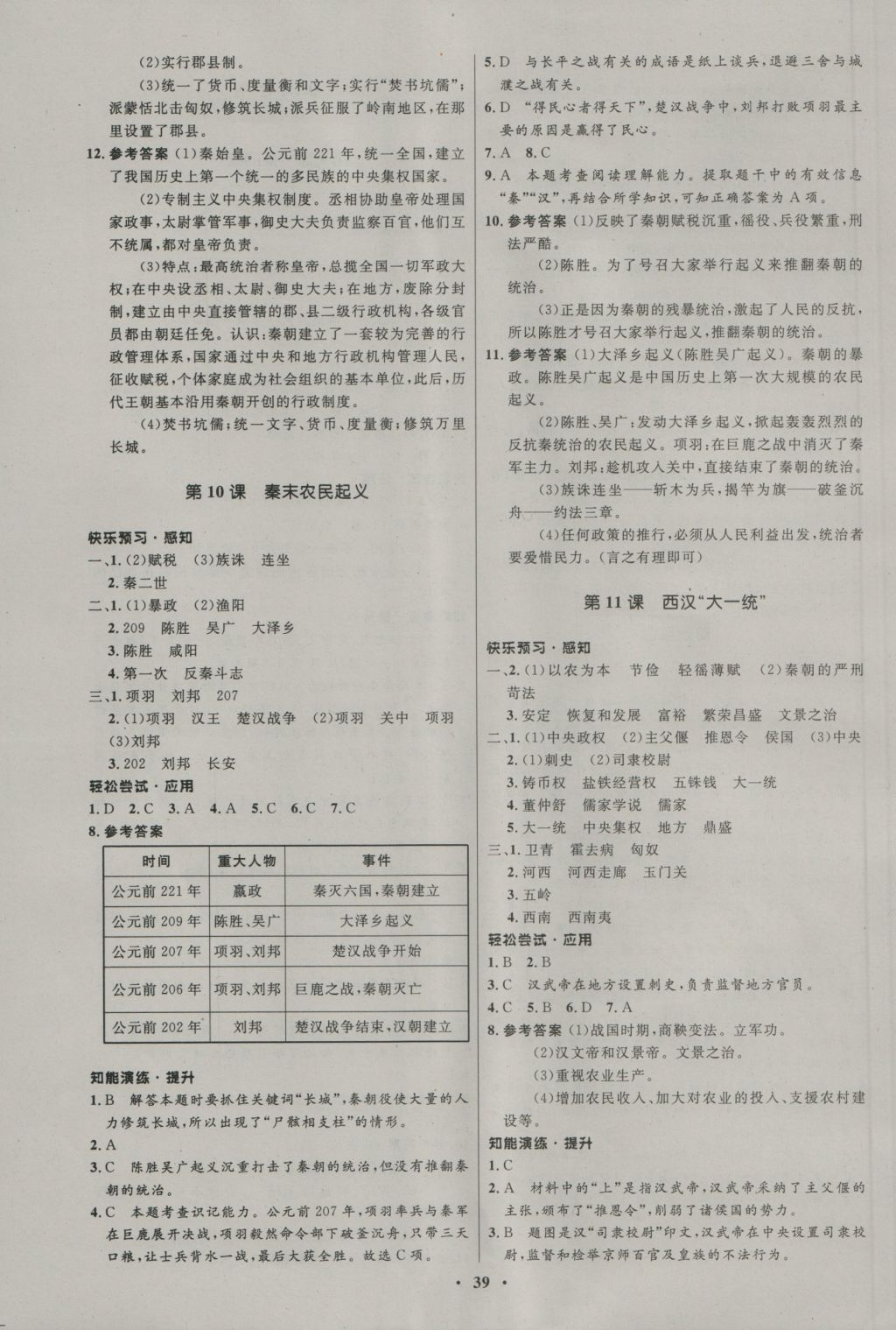 2016年初中同步测控优化设计七年级历史上册中图版 参考答案第7页