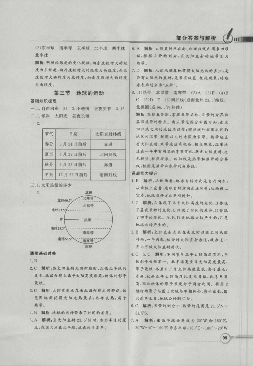 2016年同步导学与优化训练七年级地理上册粤人民版 参考答案第3页