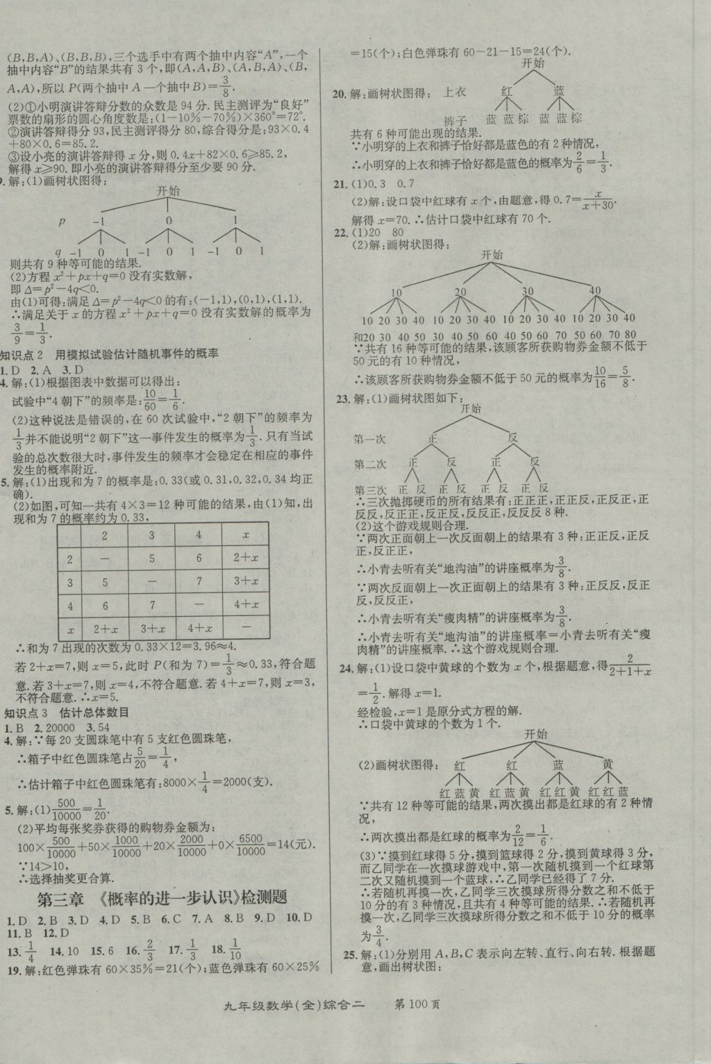 2016年百所名校精點試題九年級數(shù)學全一冊北師大版 參考答案第4頁