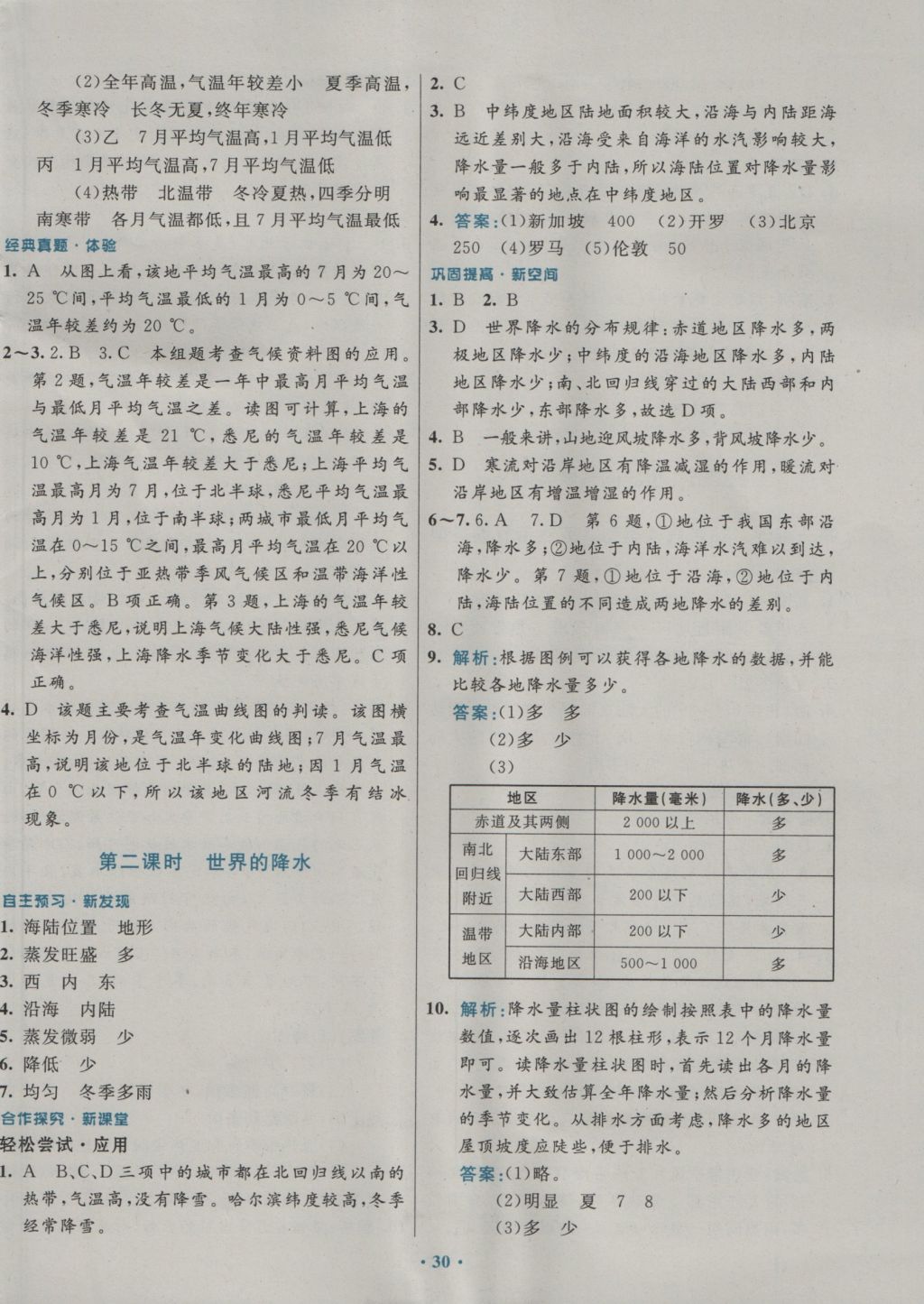 2016年南方新课堂金牌学案八年级地理上册中图版 参考答案第6页