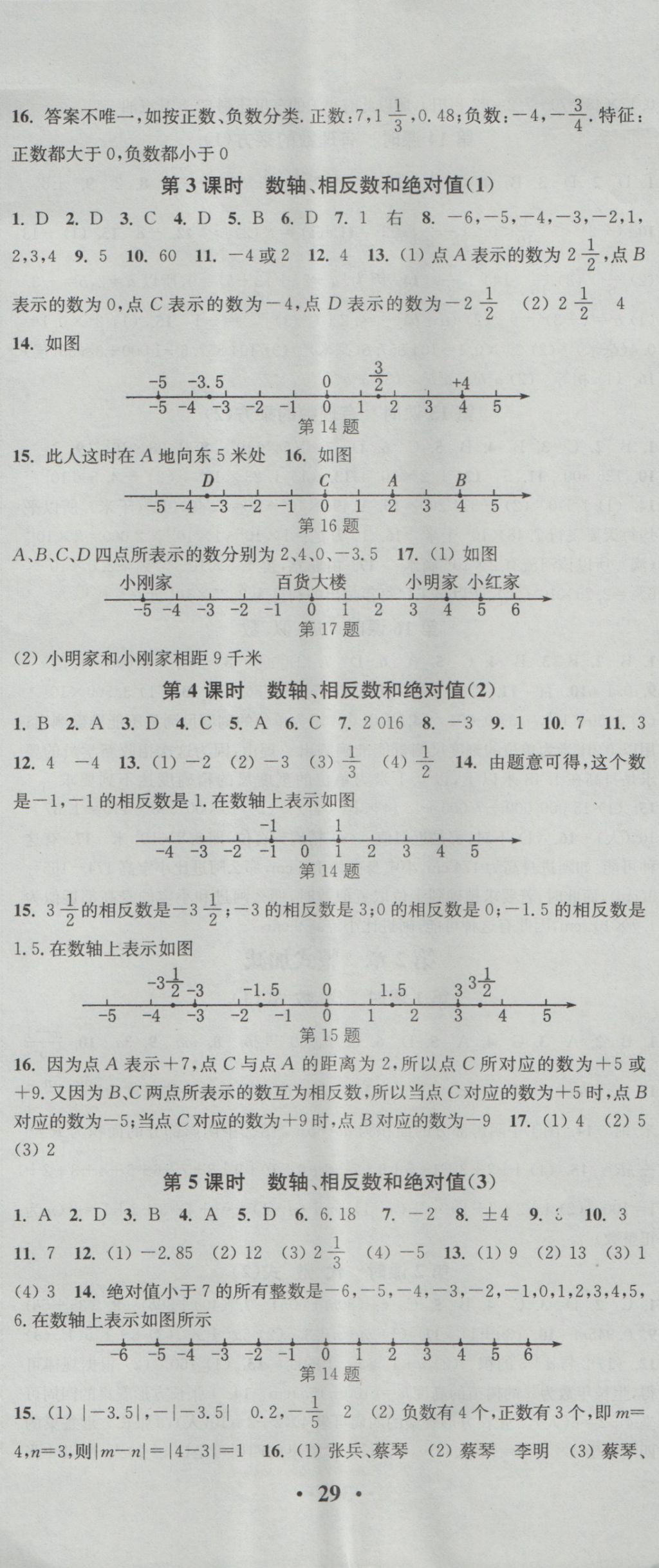 2016年通城学典活页检测七年级数学上册沪科版 参考答案第2页