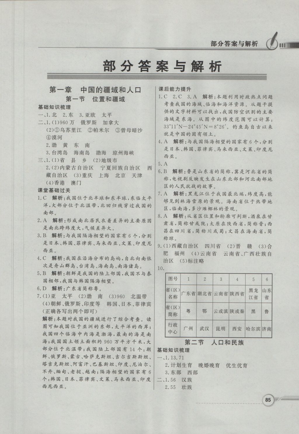 2016年同步導(dǎo)學(xué)與優(yōu)化訓(xùn)練八年級(jí)地理上冊(cè)粵人民版 參考答案第1頁(yè)