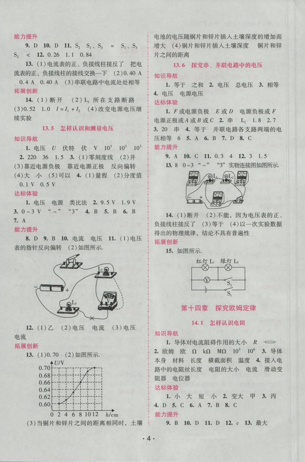 2016年自主与互动学习新课程学习辅导九年级物理上册粤教版 参考答案第4页