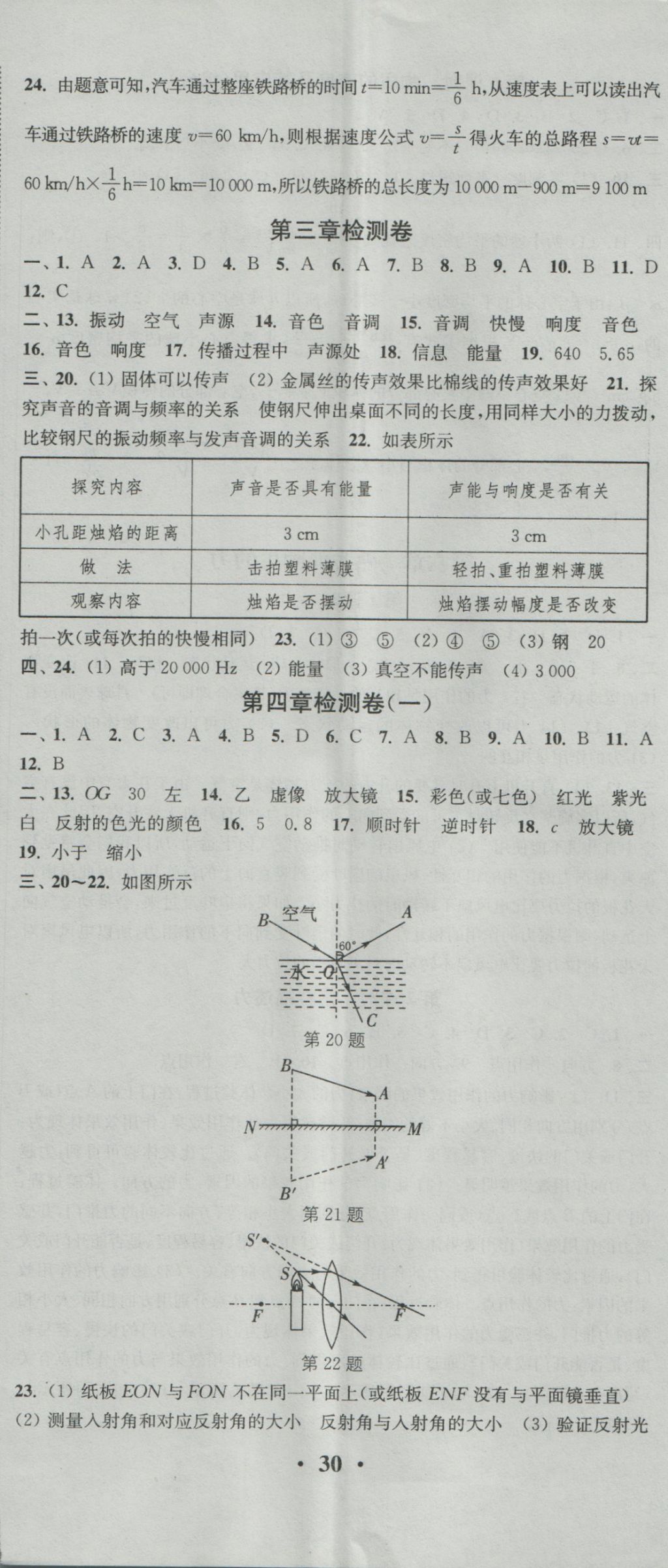 2016年通城學(xué)典活頁檢測八年級物理上冊滬科版 參考答案第11頁