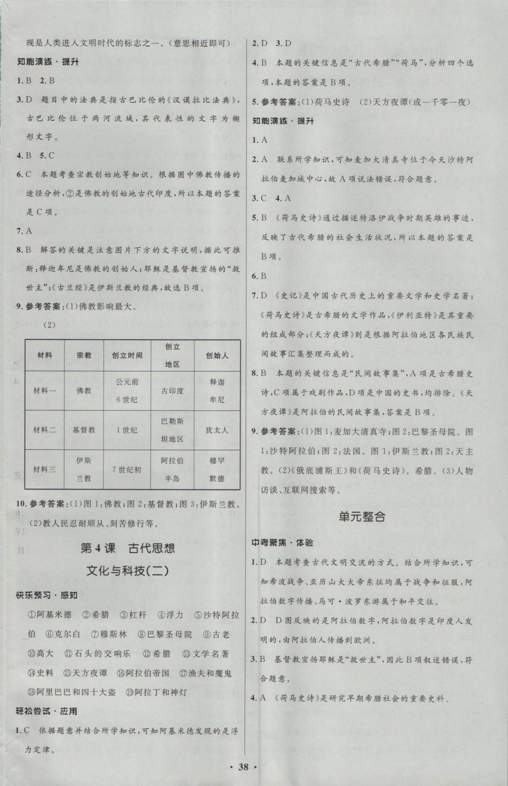 2016年初中同步測控優(yōu)化設(shè)計(jì)九年級(jí)歷史上冊中圖版 參考答案第6頁