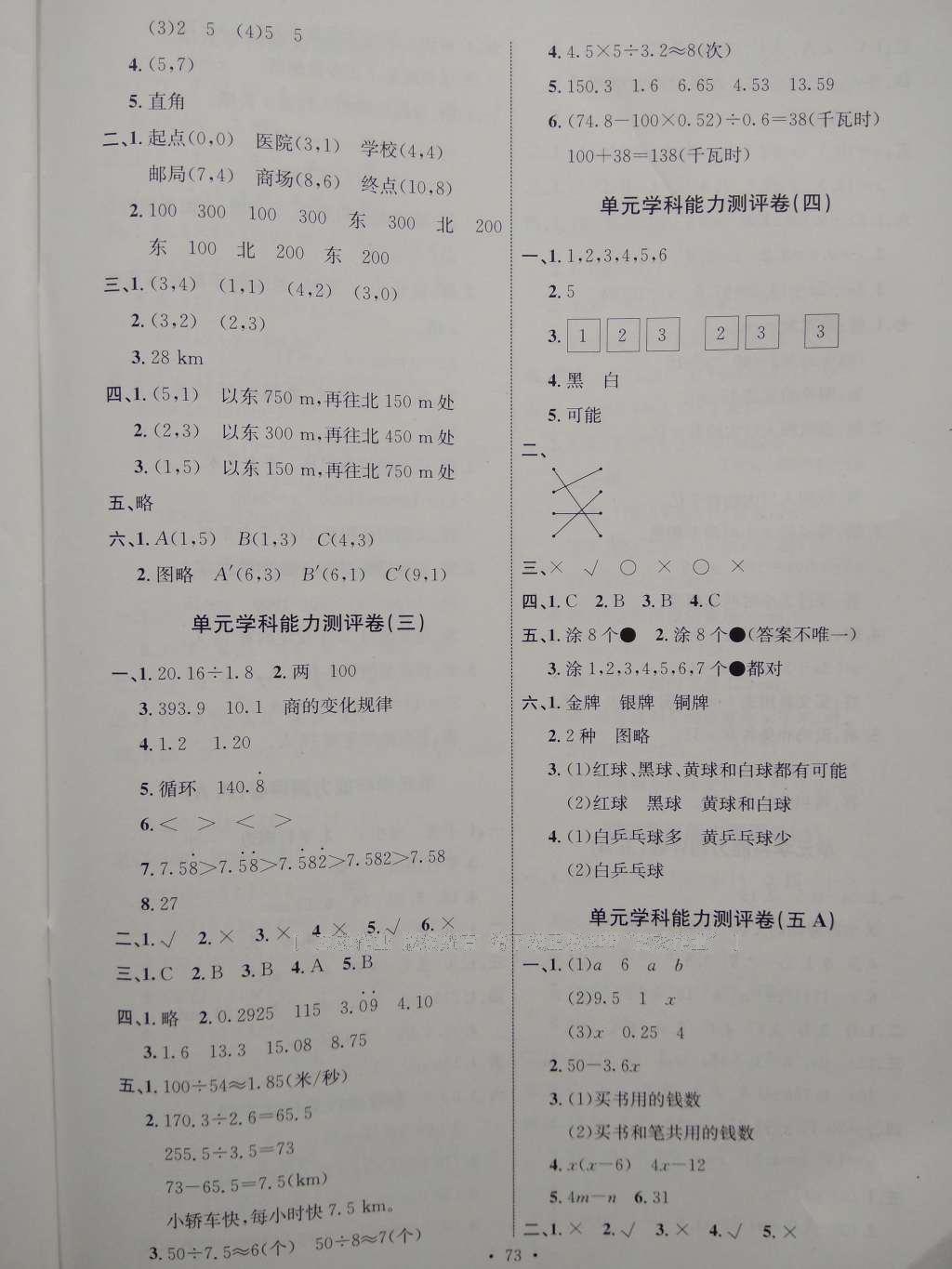 2016年能力培養(yǎng)與測(cè)試五年級(jí)數(shù)學(xué)上冊(cè)人教版 參考答案第13頁(yè)