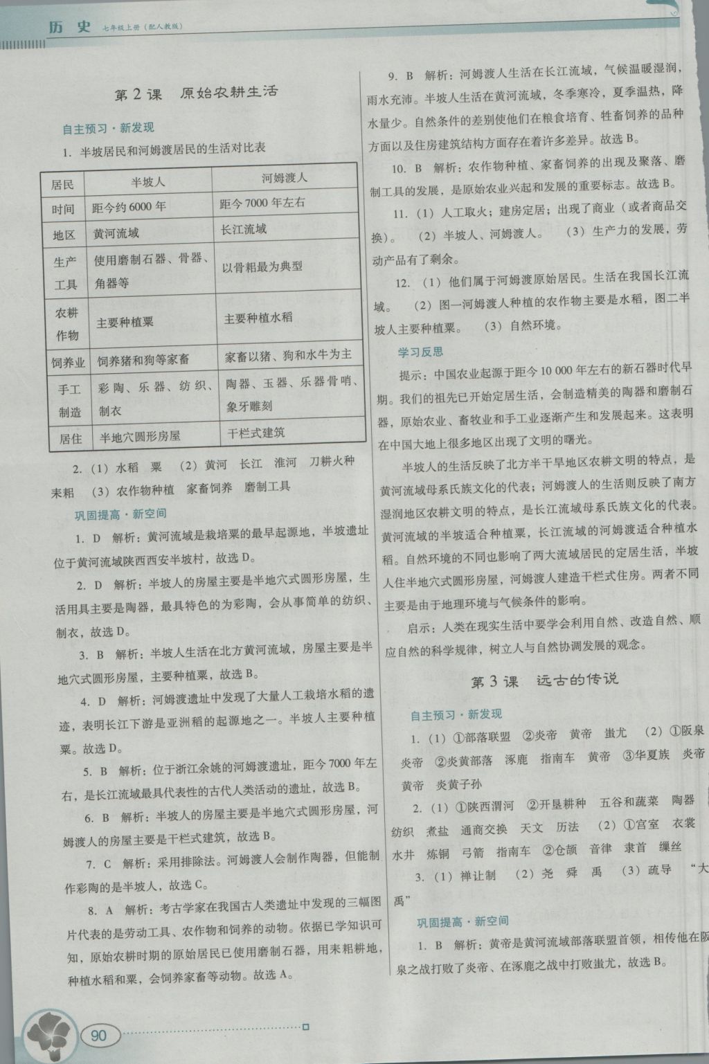 2016年南方新课堂金牌学案七年级历史上册人教版 参考答案第6页