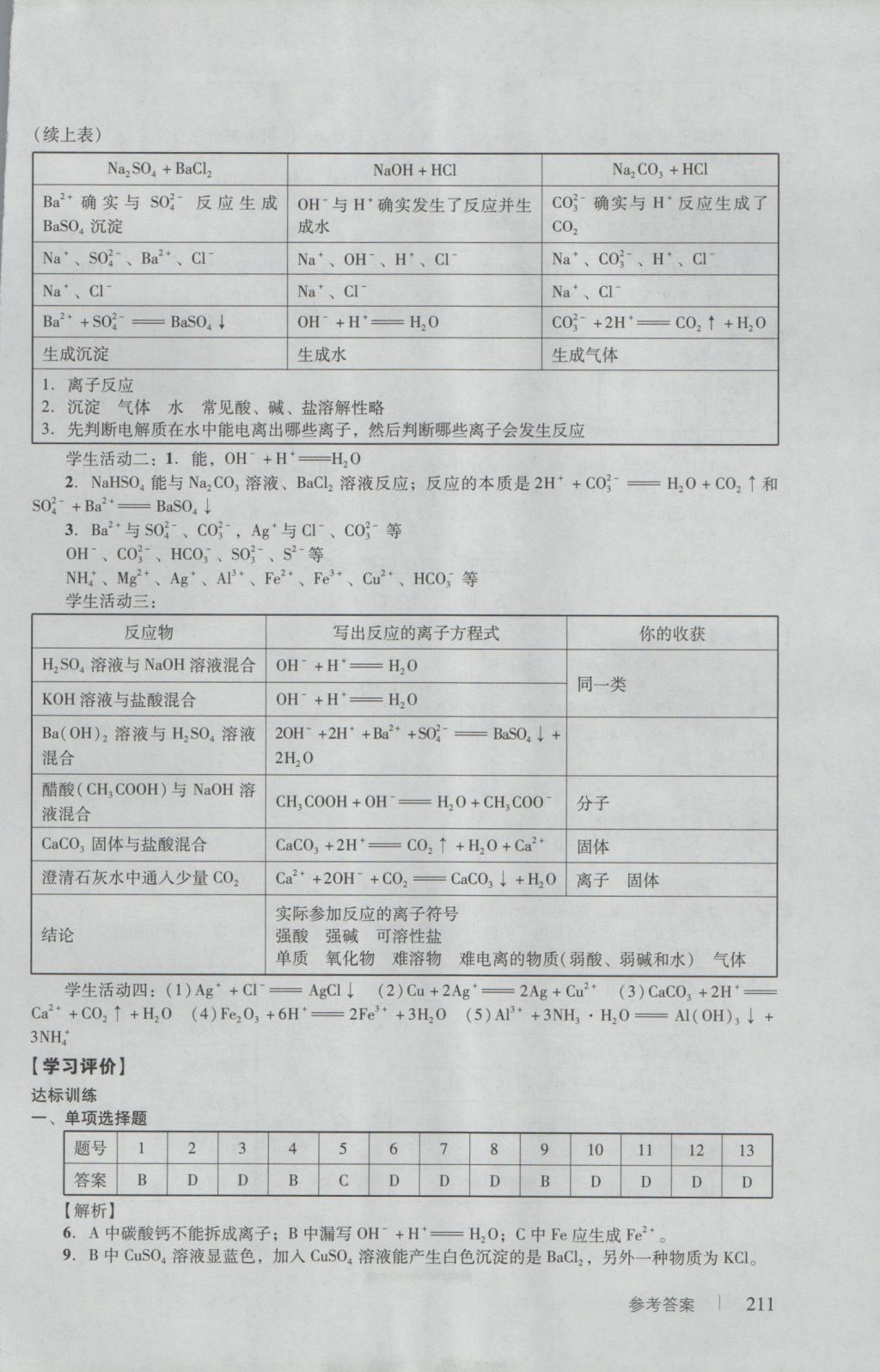 學(xué)習(xí)與評(píng)價(jià)化學(xué)必修1人教版 參考答案第13頁