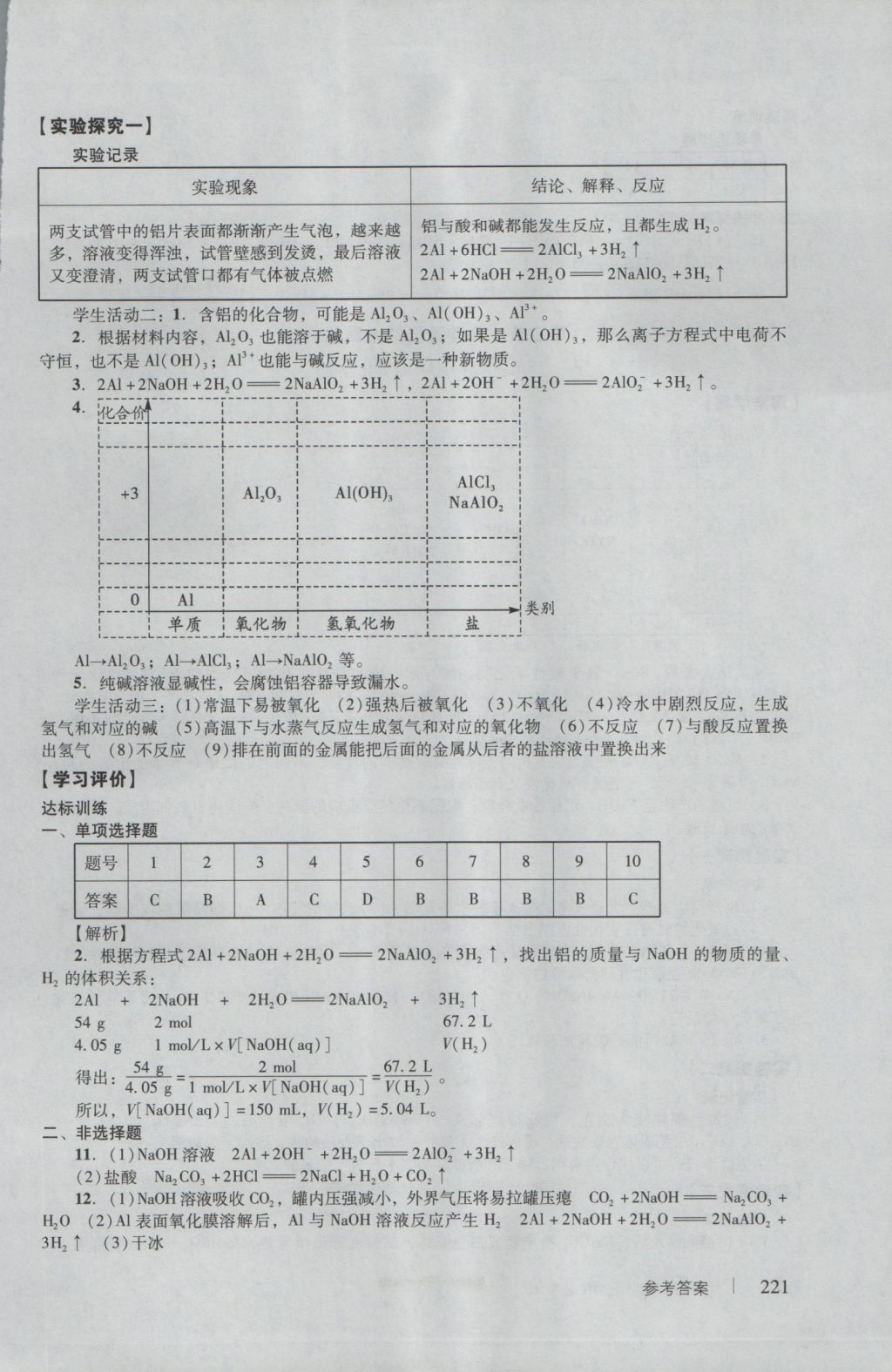 學(xué)習(xí)與評價化學(xué)必修1人教版 參考答案第23頁
