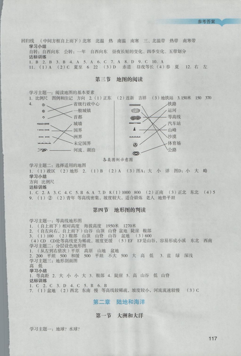 2016年阳光学业评价七年级地理上册人教版 参考答案第1页