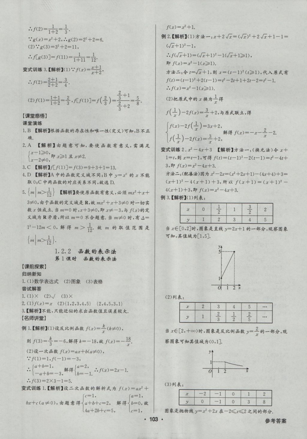 高中新課標(biāo)同步用書全優(yōu)課堂數(shù)學(xué)必修1人教A版 參考答案第5頁(yè)