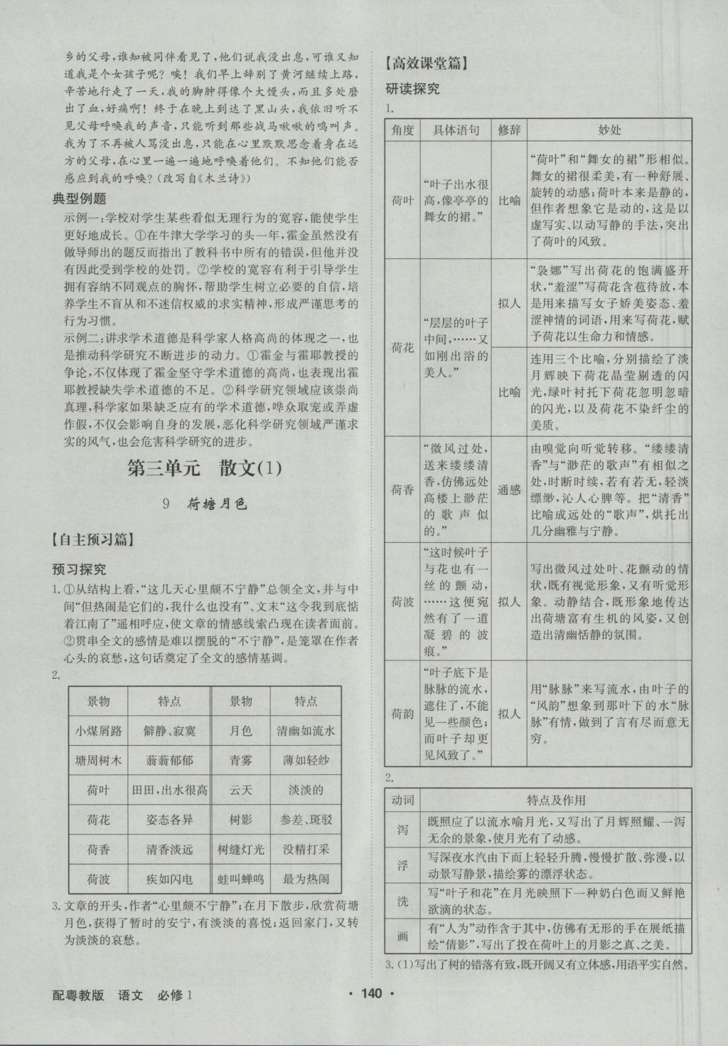 高中新課標(biāo)同步用書全優(yōu)課堂語(yǔ)文必修1粵教版 參考答案第6頁(yè)