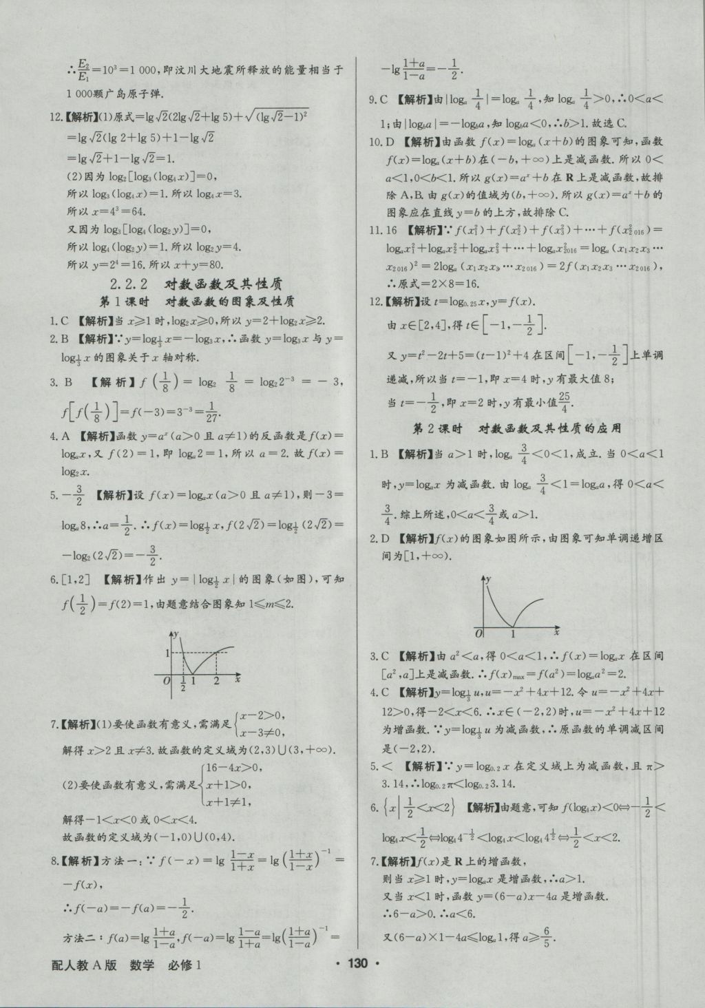 高中新課標同步用書全優(yōu)課堂數(shù)學必修1人教A版 參考答案第32頁