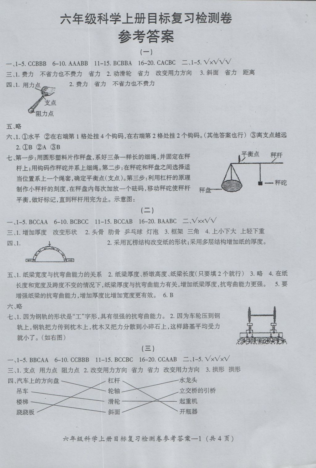 2016年科學(xué)目標(biāo)復(fù)習(xí)檢測(cè)卷六年級(jí)上冊(cè)社科版 參考答案第1頁(yè)