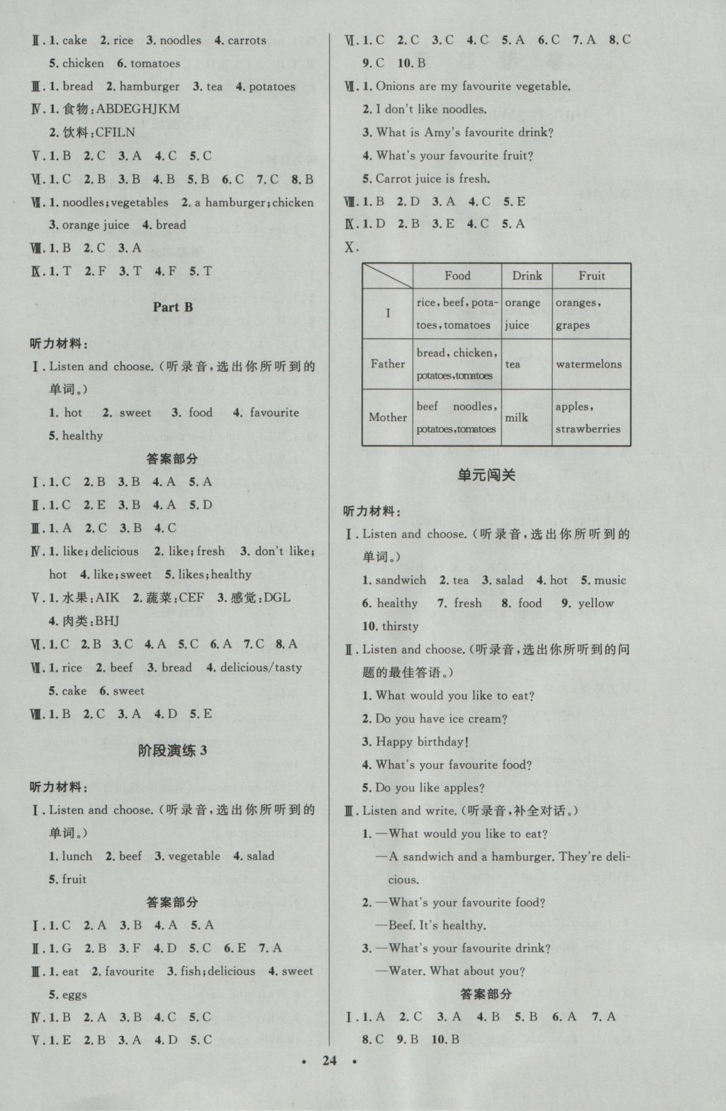 2016年小学同步测控优化设计五年级英语上册人教PEP版三起广东专版 参考答案第4页