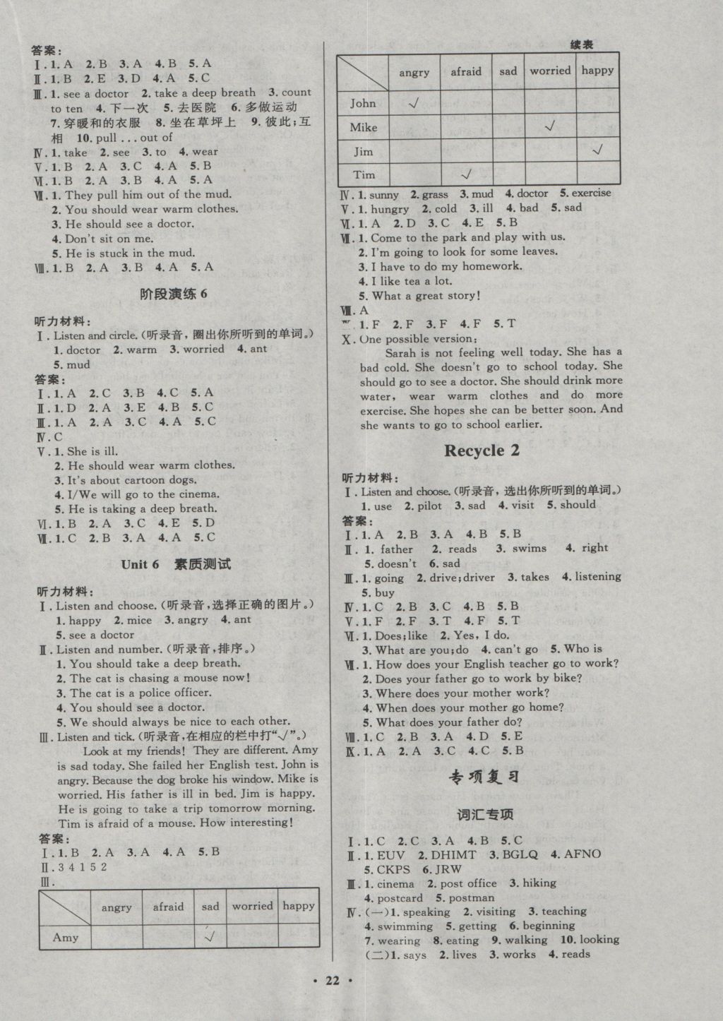 2016年同步測控優(yōu)化設(shè)計六年級英語上冊人教版廣東專版 參考答案第6頁