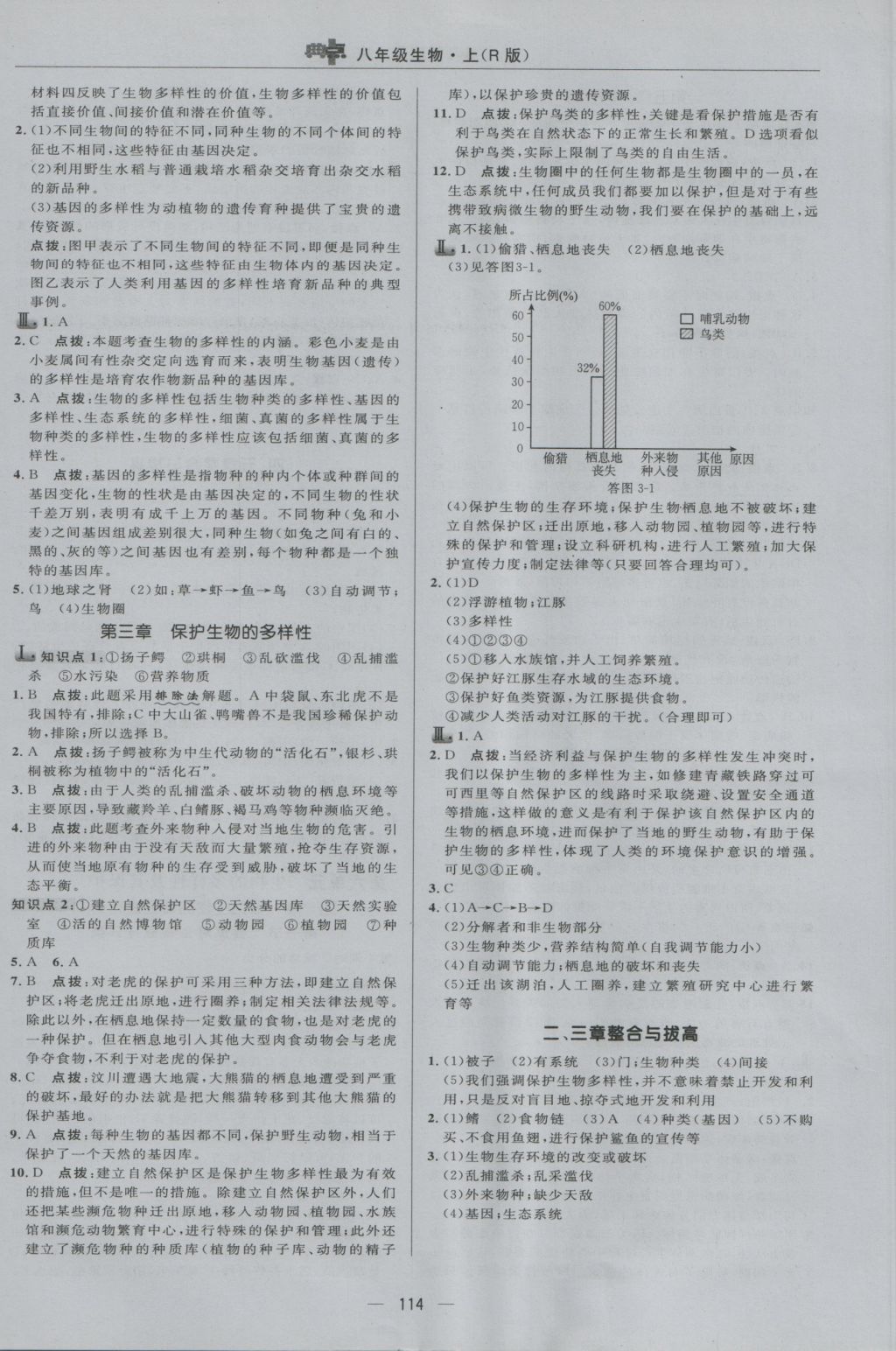 2016年綜合應(yīng)用創(chuàng)新題典中點(diǎn)八年級(jí)生物上冊(cè)人教版 參考答案第20頁(yè)