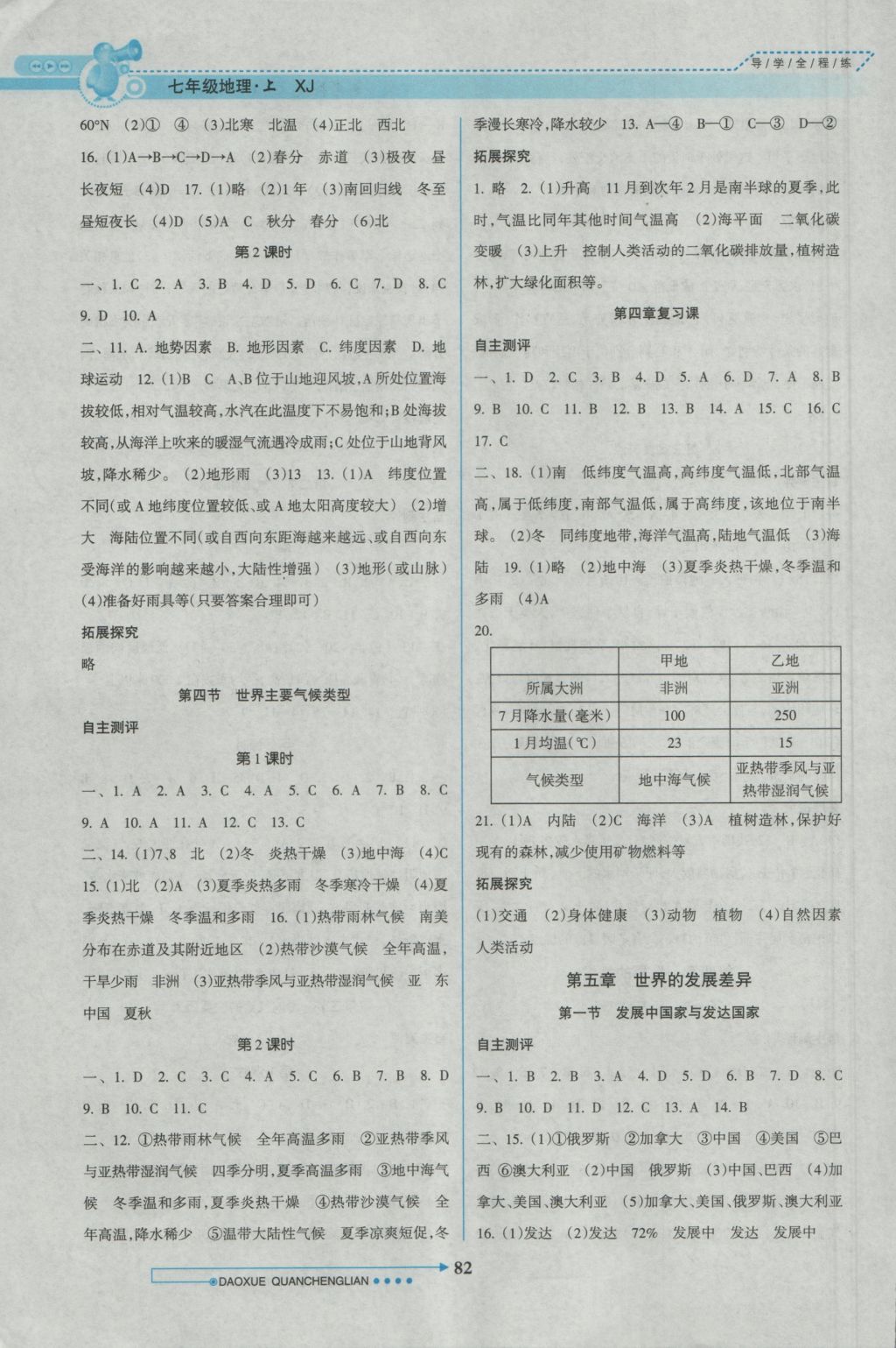 2016年導(dǎo)學(xué)全程練創(chuàng)優(yōu)訓(xùn)練七年級地理上冊湘教版 參考答案第5頁