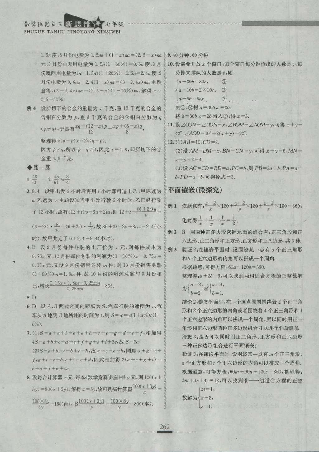 2016年探究應用新思維七年級數(shù)學 參考答案第28頁