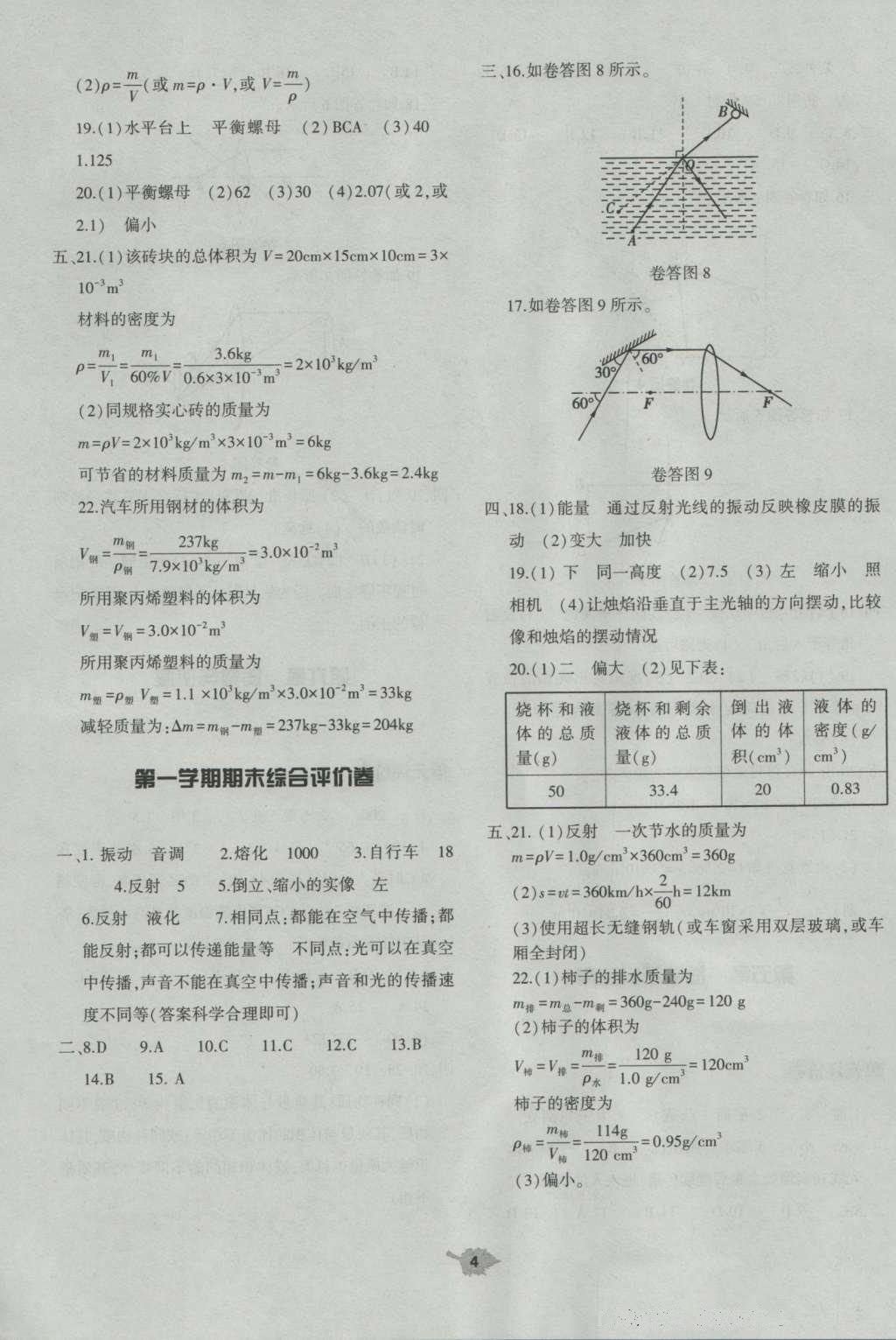 2016年基礎(chǔ)訓(xùn)練八年級物理上冊人教版河南省內(nèi)使用 參考答案第18頁