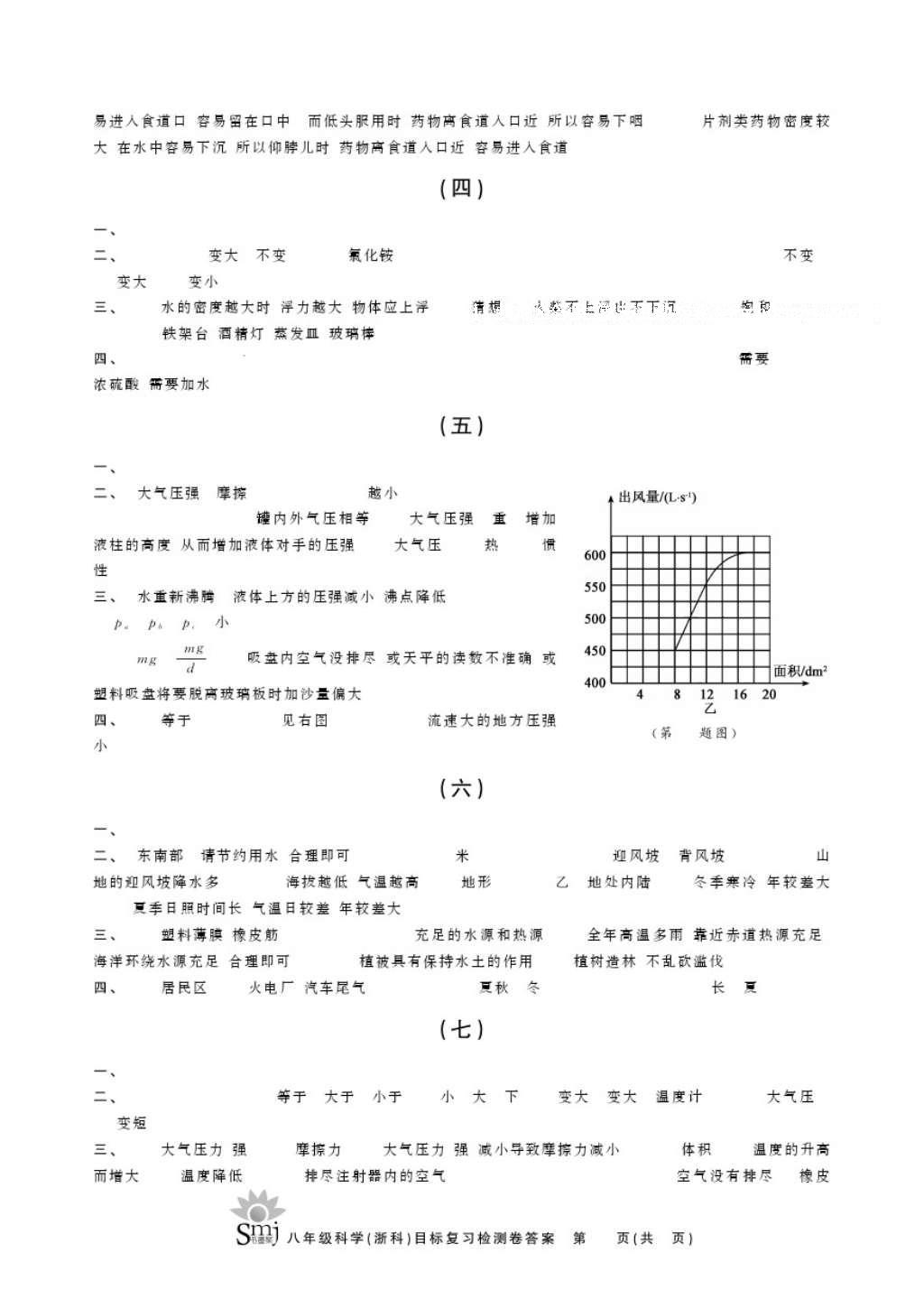 2016年目标复习检测卷八年级科学浙科版 参考答案第2页