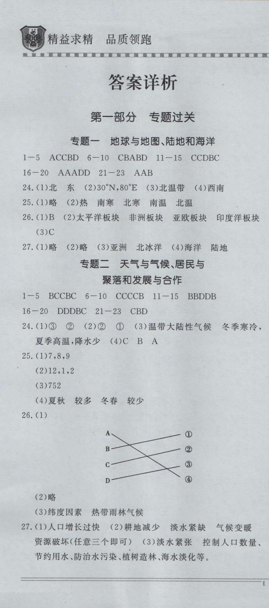 2016年初中学业水平考查地理 参考答案第5页