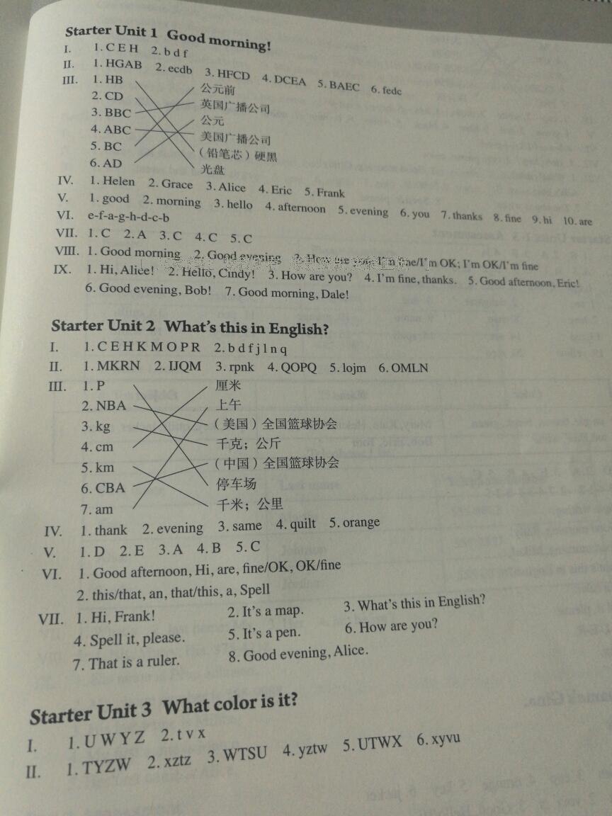 2016年英語練習(xí)冊(cè)七年級(jí)上冊(cè) 第1頁