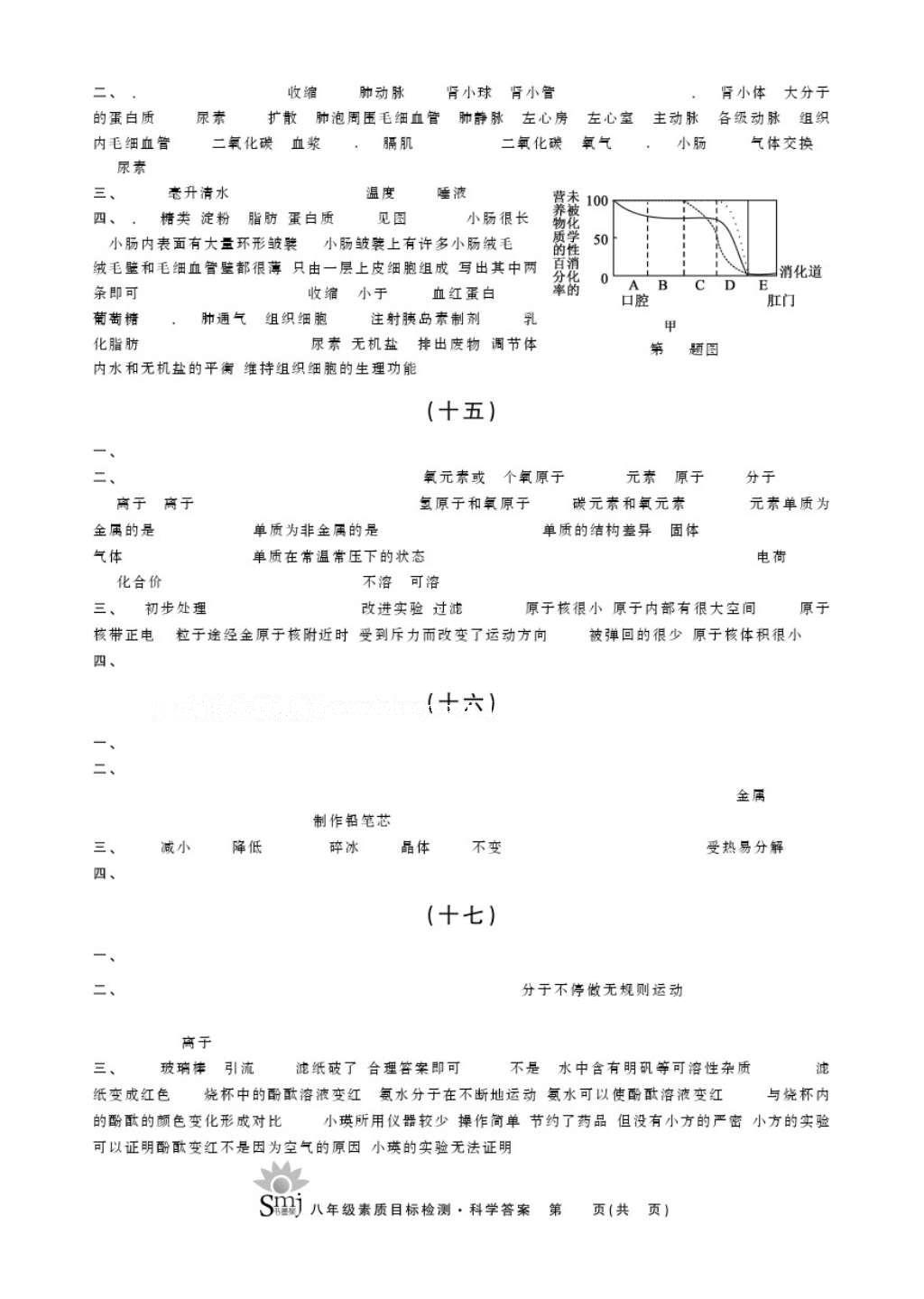 2016年目標(biāo)復(fù)習(xí)檢測卷八年級科學(xué)華師大版 參考答案第4頁